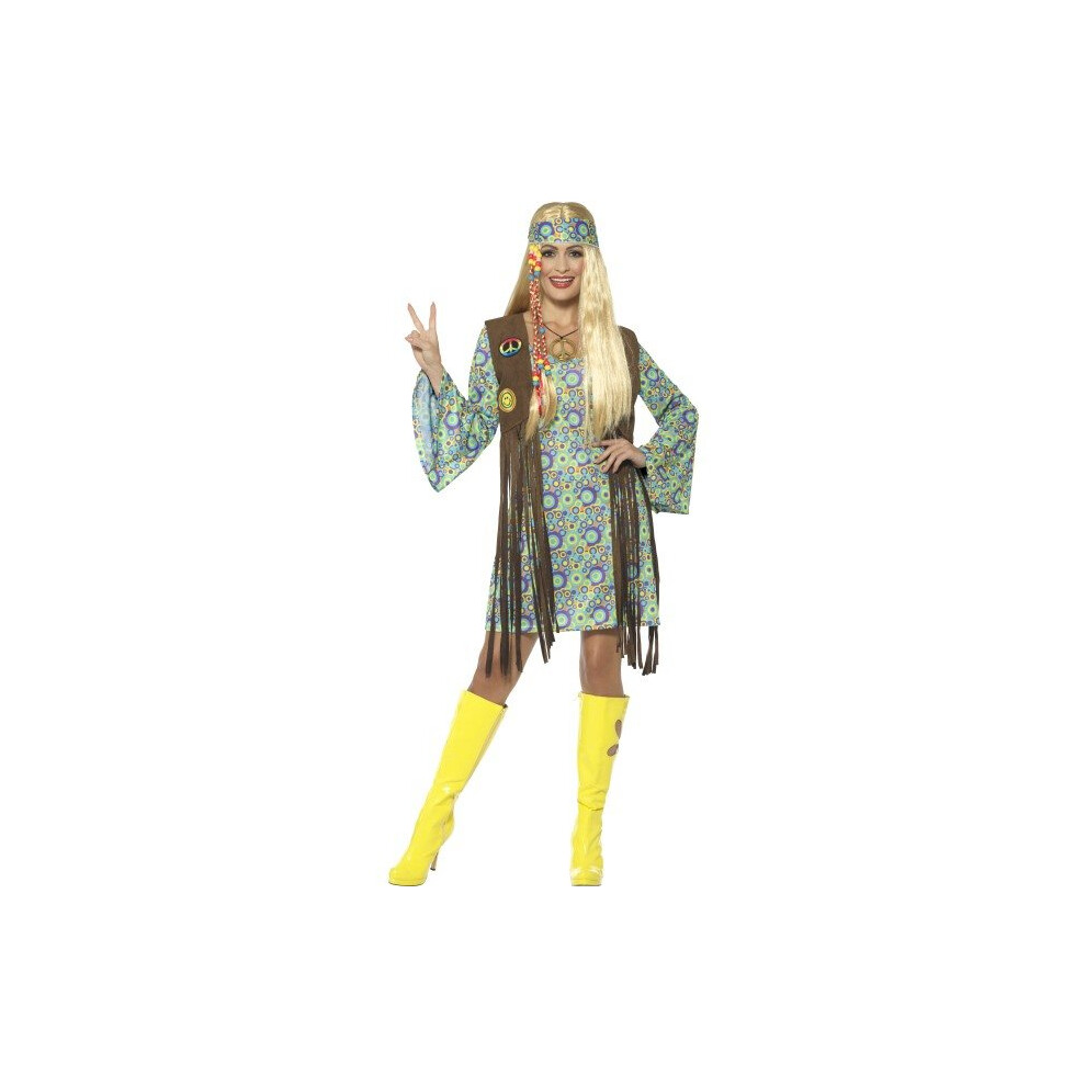 Smiffy's 43127S 60'S Hippie Chick Costume (Small) - 60S Hippie Fancy Dress Costume Hippy Womens 70S Ladies Adult Groovy Chick 1960S Retro Adults
