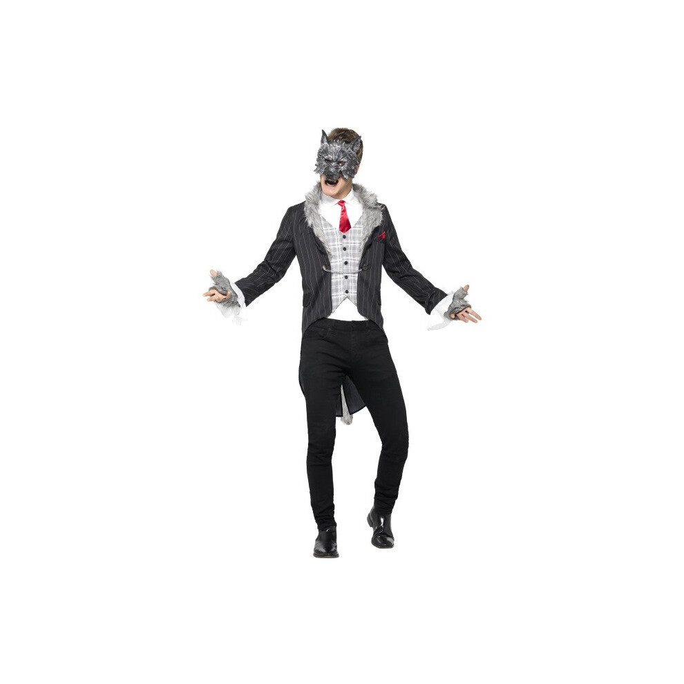 Smiffy's 44395XL Men's Big Bad Wolf Costume (X-Large) - Costume Wolf Mens Fancy Dress Big Bad Halloween Deluxe Outfit Adults Grey