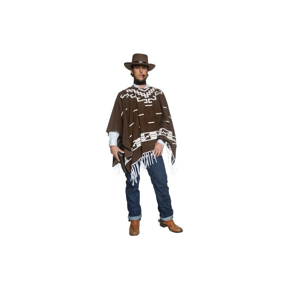 Smiffy's Adult Men's Authentic Western Wandering Gunman Costume, Poncho, Vest, -  costume gunman western wandering cowboy fancy dress mens poncho