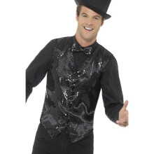 Smiffy's 46961m Sequin Waistcoat (medium) - sequin waistcoat fancy dress cabaret adults costume accessory mens carnival new black disco jacket