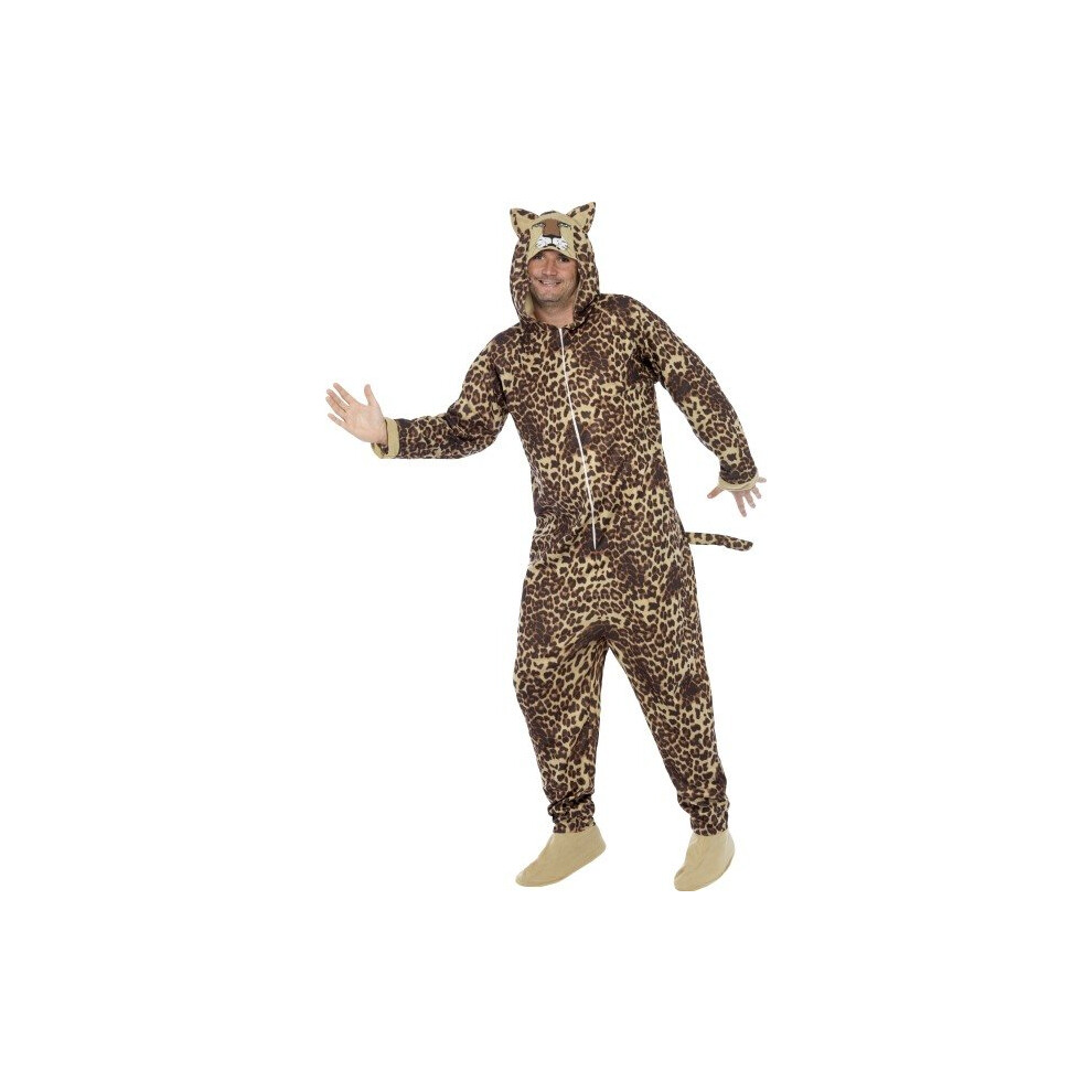 Smiffy's Adult Unisex Leopard Costume, All In One Jumpsuit, Size: M, Colour: -  leopard costume fancy dress animal adult zoo outfit mens unisex cat