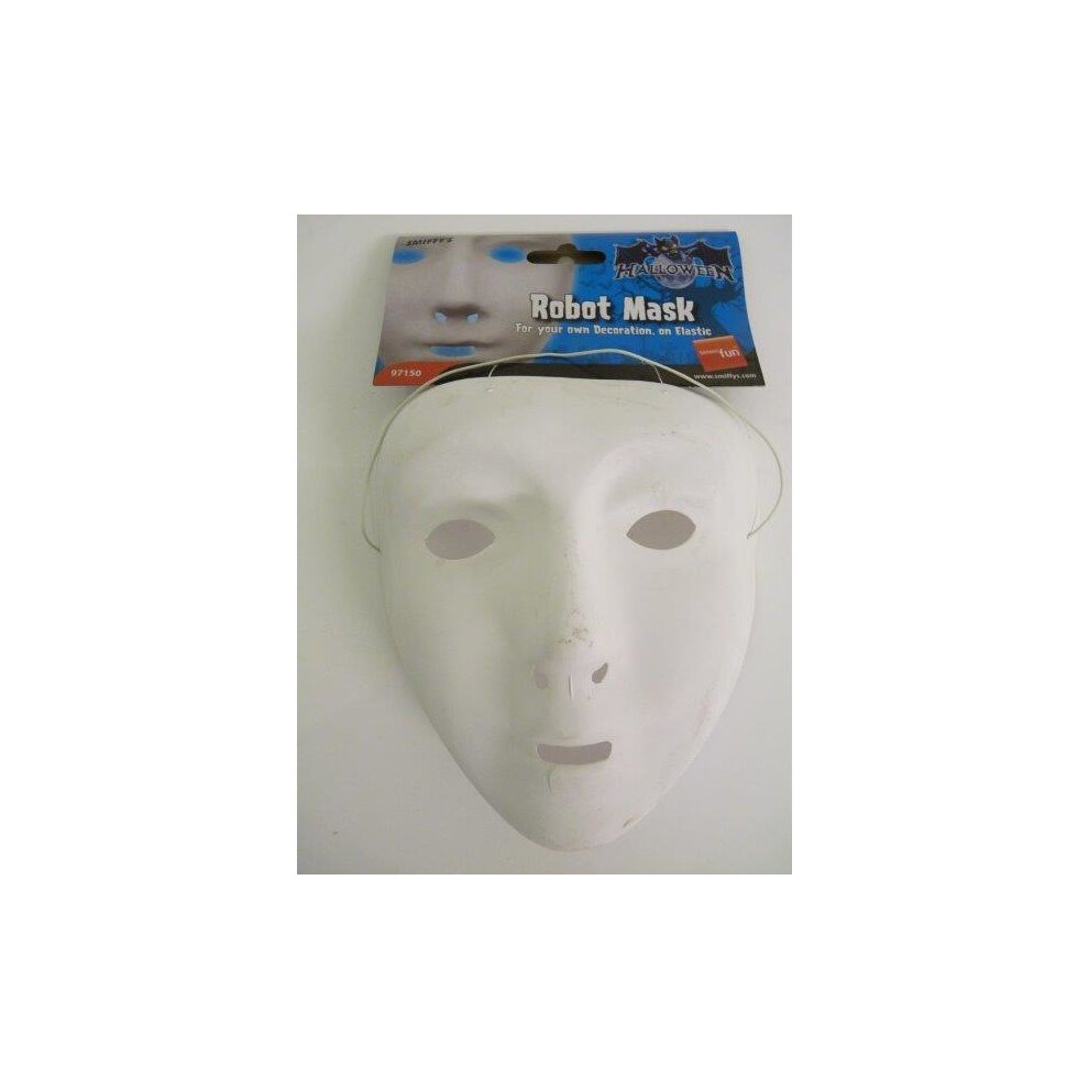 Adult's Halloween Robot Mask -  robot mask white smiffys fancy dress elastic unisex halloween accessory