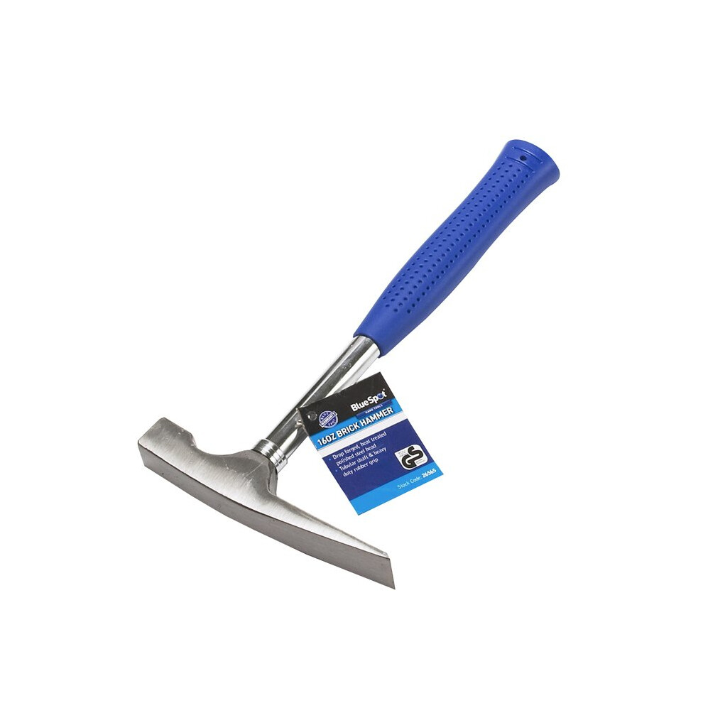 16oz Steel Handle Brick Hammer -  brick hammer 16oz steel shafted bluespot 450g tools 26565 bs26565