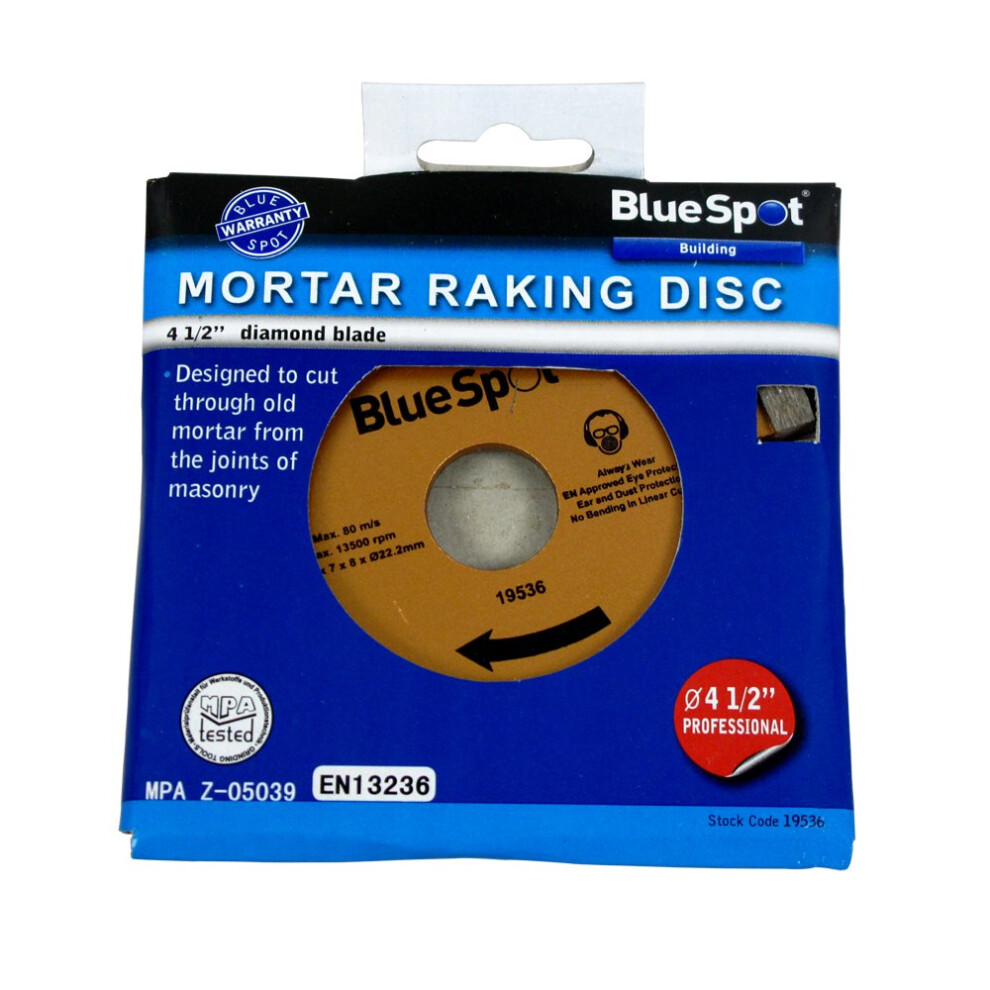 Bluespot 115mm (4.5") Diamond Mortar Raking Disc -  mortar raking disc 4 12 diamond blue spot pointing 115mm 19536 inch