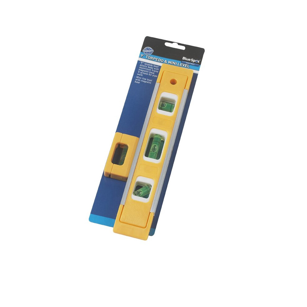 9" Magnetic Torpedo Level & Mini Line Level Set -  level torpedo mini tools bluespot 225cm bs34226