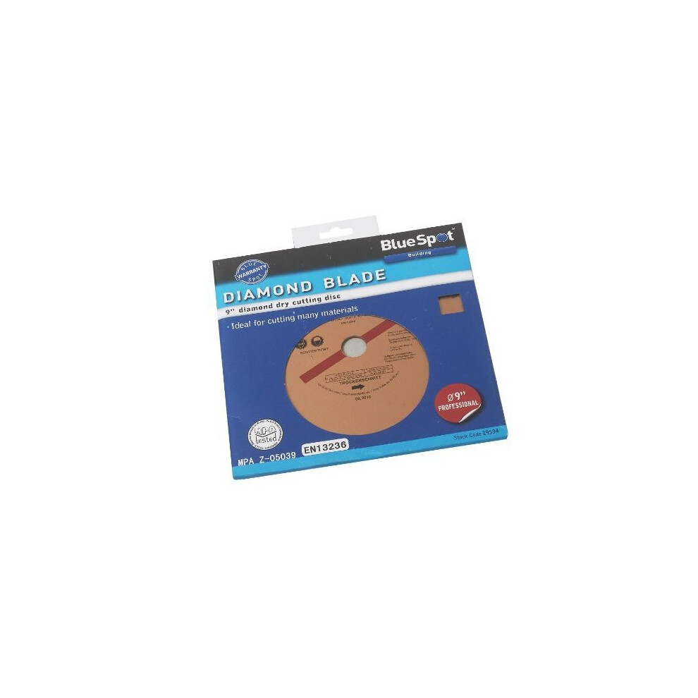 Blue Spot 19534 9 Inch Diamond Cutting Disc - Diamond Cutting Disc Stone 9 Brick Concrete 230Mm Angle Grinder Masonry 12C Discs 5028734195347