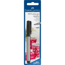 Faber-cas Pitt Art Pen Silver Blister - pitt artist pen silver fabercastell metallic waterproof pigmented india ink blister pack new black drawing