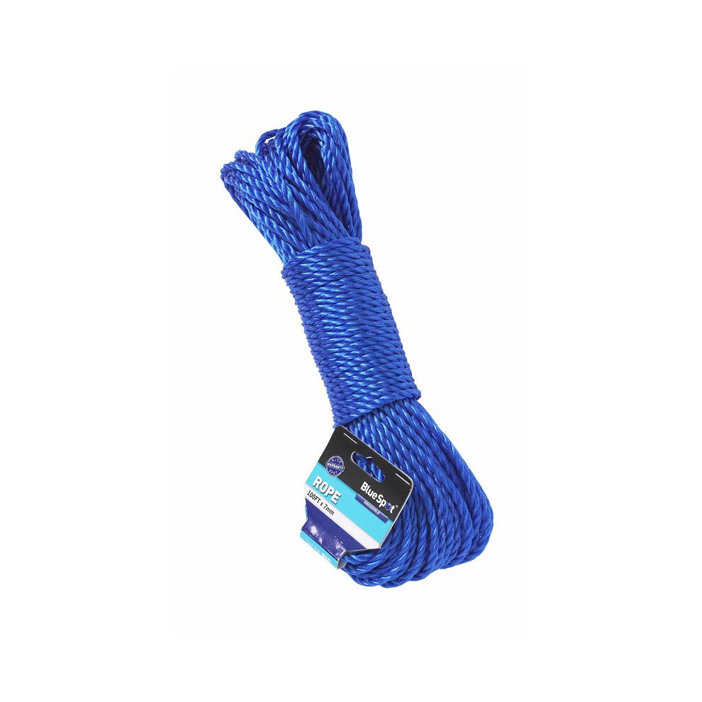 Bluespot 30m x 7mm (100ft) Poly Rope -  7mm poly rope soft x 33m bluespot tools 80422 33m100ft