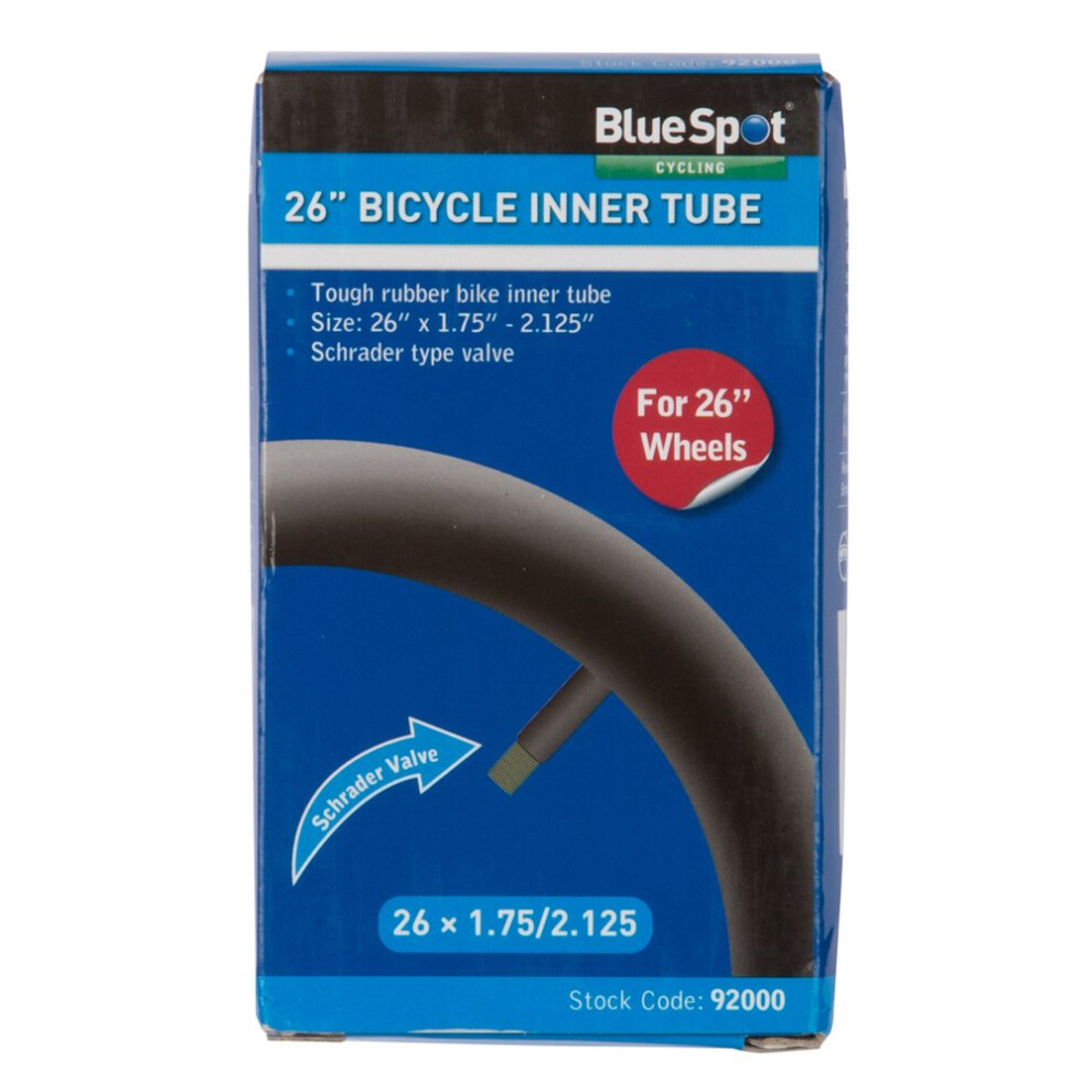 Bluespot 26" Rubber Inner Tube -  26 inner tube tubes bike schrader inch 175 195 mountain x2 valve