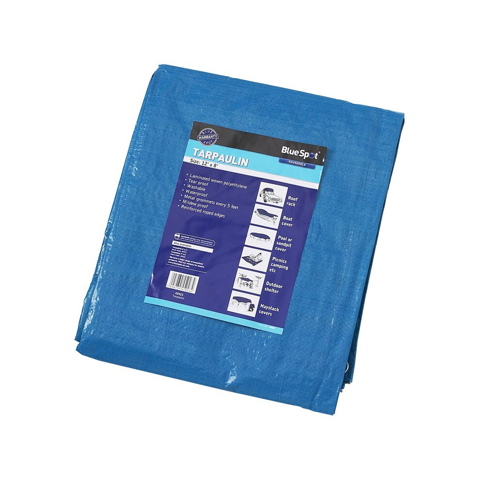 Bluespot 3.6m x 2.4m Tarpaulin -  12x8 tarpaulin blue spot 45923 waterproof lightweight