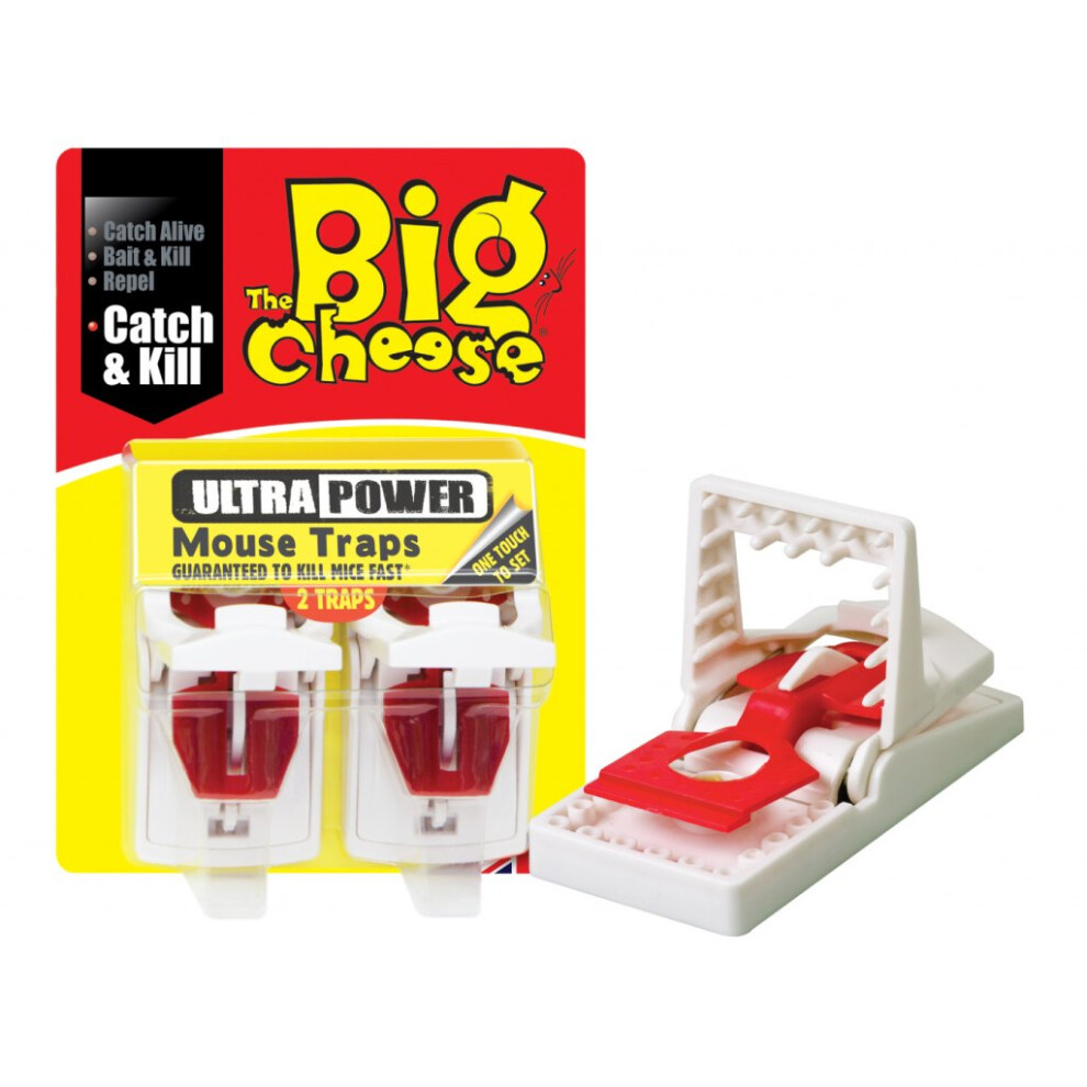 Powerful Mouse Trap Twin Pack -  mouse traps ultra power big cheese pack twin baited ready