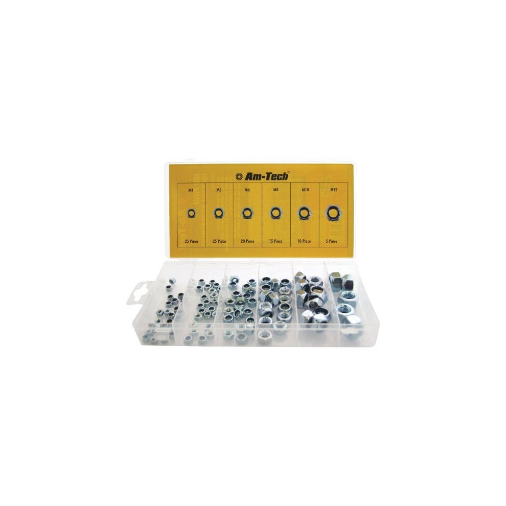 100Pc Assorted Locking Nuts - Locking Nuts 100Pc M4 M5 M6 M8 M10 M12 Nylon Assorted Nyloc Inserts Set High Vibration 5032759032273