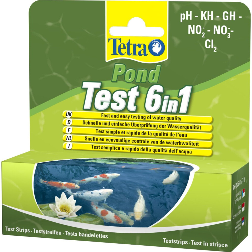 Tetra 6-in-1 Pond Test Strips - 25 Tests - pH, KH, GH, NO2, NO3, NH3/NH4 - Model 388207