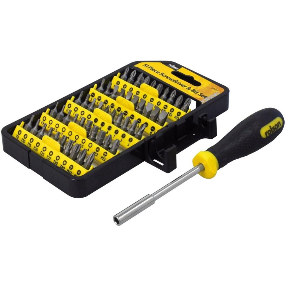 Rolson 51 Piece Screwdriver & Bit Set - Set Screwdriver Bit 28429 51 Piece
