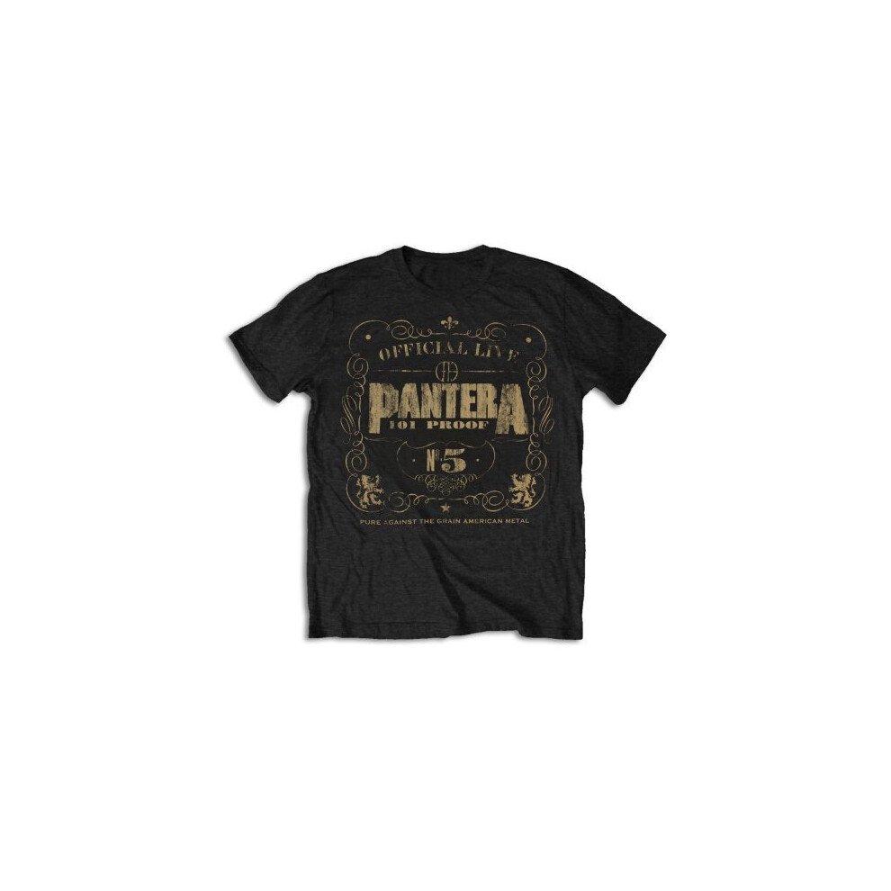 Pantera Men's 101 Proof Short Sleeve T-shirt, Black, Large -  pantera 101 proof official tshirt new black vintage logo mens tee metal rock