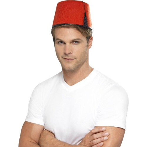 Smiffy's Fez Hat With Black Tassel Red adults red fez tassel
