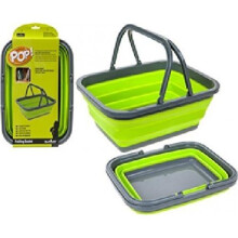 Summit Pop Up Portable Collapsible Folding Carry Basket (green/grey) -  summit pop portable collapsible folding basket container carry handles camping