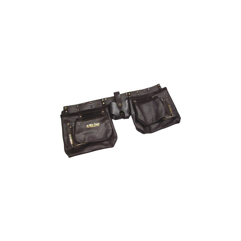 Am-Tech 12-Pocket Heavy Duty Leather Tool Pouch - Heavy Duty Leather Tool Pouch Amtech 12 Pocket Belt 12Pocket Builder 5032759035793