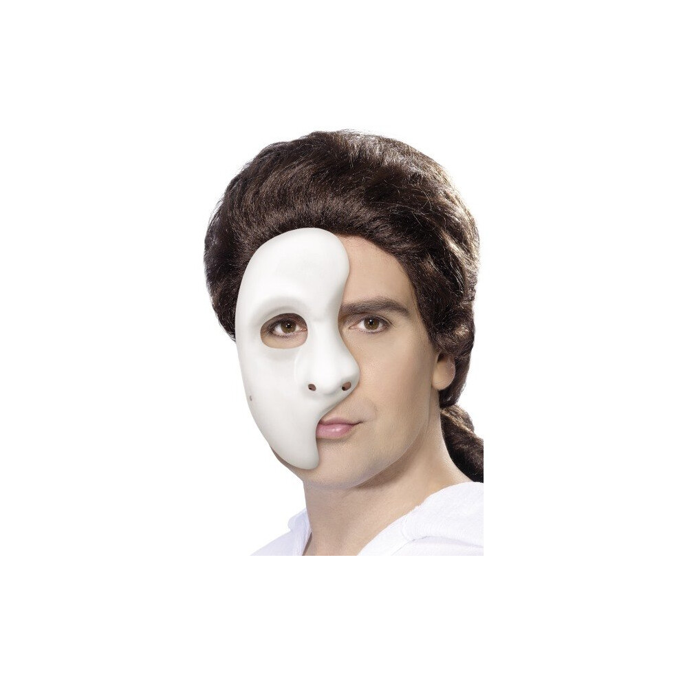 Smiffys Phantom Mask - White -  mask phantom white fancy dress half face opera costume adult