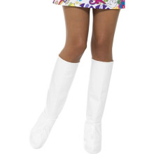White Gogo Boot Covers -  womens ladies boot 60s fancy dress gogo covers hippie adults 70s hippy outfit accessory