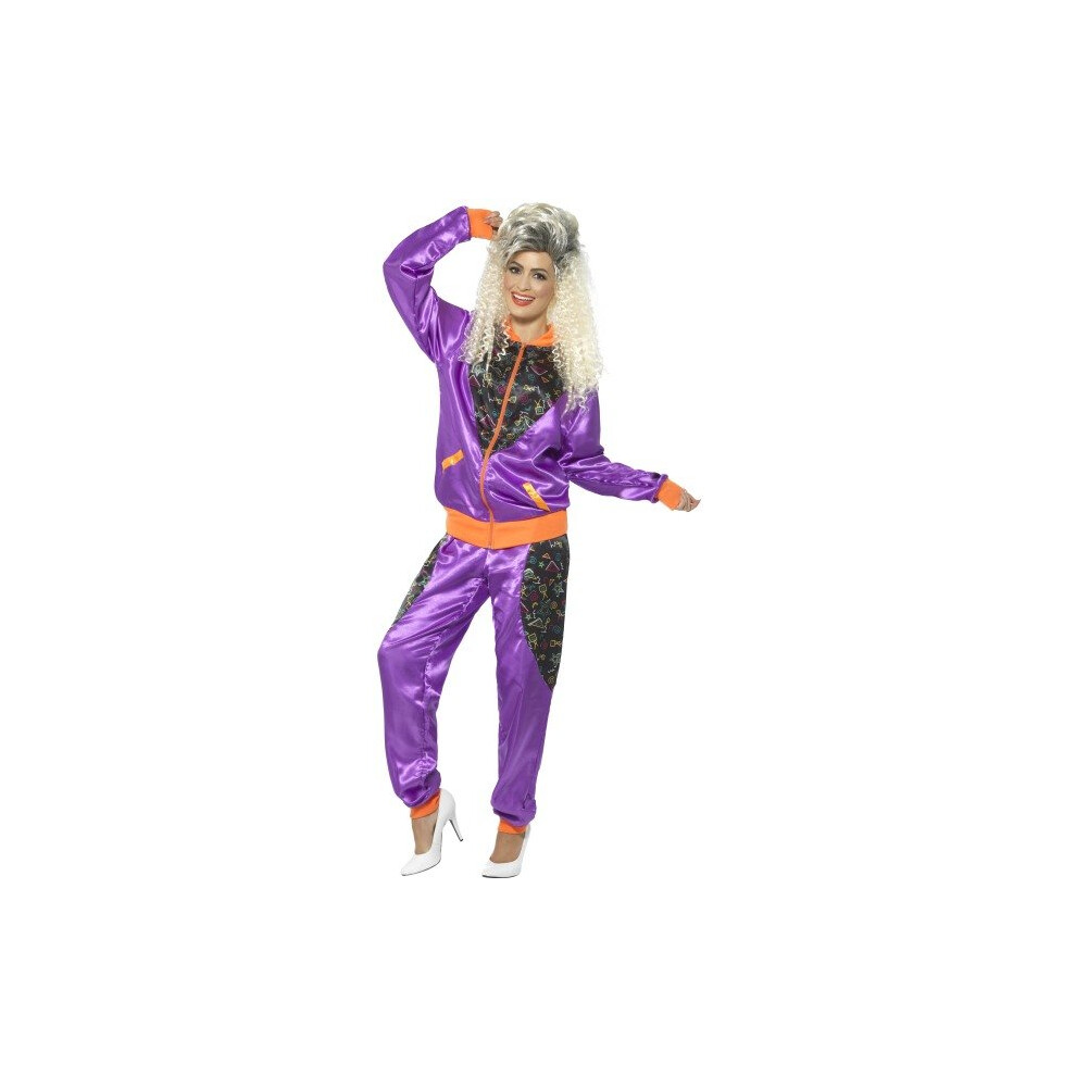 Smiffy's 43080s Retro Shell Suit Ladies Costume (small) -  retro shell suit fancy dress costume 80s womens ladies scouser tracksuit 1980s purple