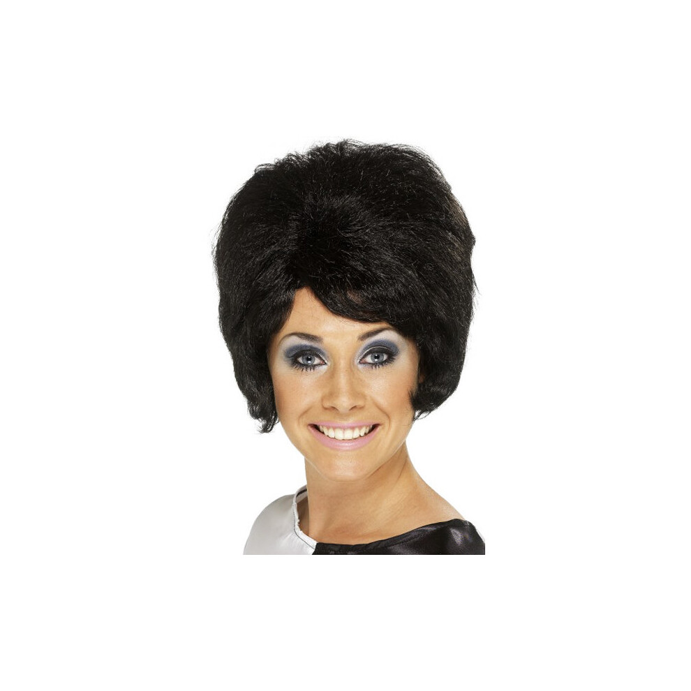 Smiffy's Female 60S Beehive Wig - Wig Beehive 60S Fancy Dress Ladies 1960S Short 50S 70S Mod Black
