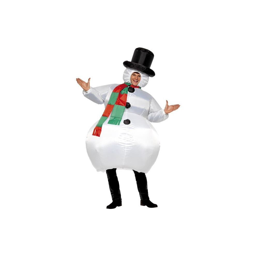 Smiffy's Adult Unisex Inflatable Snowman Costume, Bodysuit, Hat, Scarf And Self -  costume inflatable snowman christmas fancy dress outfit adult