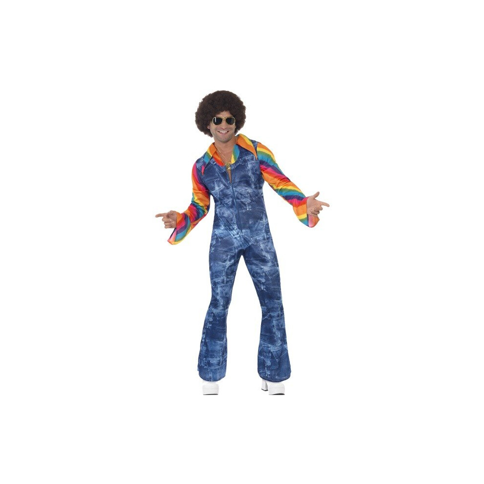 Smiffy's Men's Groovier Dancer Costume, Jumpsuit And Mock Shirt, Size: L, -  costume mens fancy dress dancer 70s groovier disco adult 60s hippie