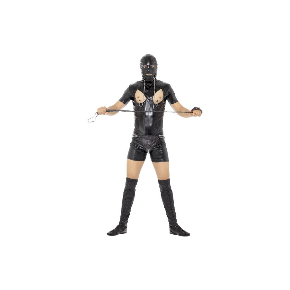 XL Adult's Bondage Gimp Costume -  gimp fancy dress costume stag bondage mens do funny black party outfit bodysuit fetish night adult adults novelty