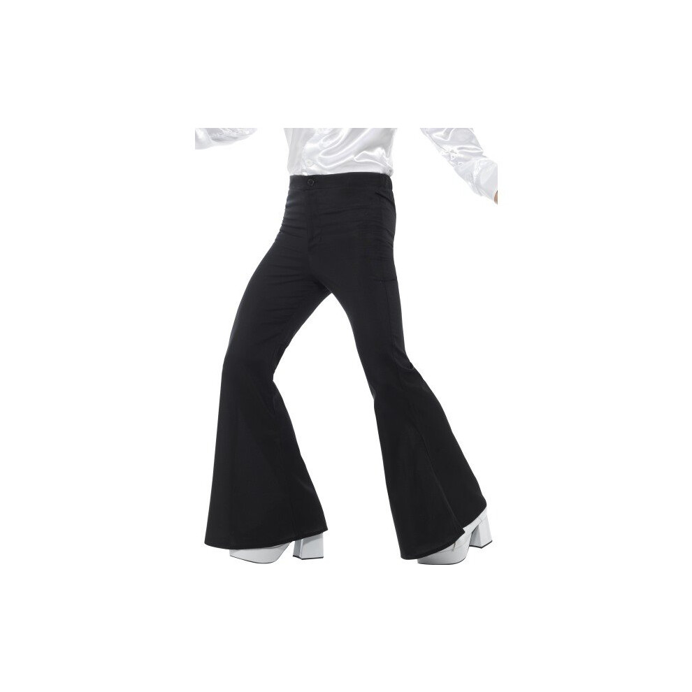 Smiffy's 48191m Flared Men's Trouser (medium) -  flared trousers mens fancy dress disco costume 70s flares 60s black hippy adult