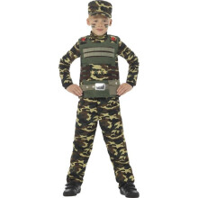 Smiffy's 48209M Camouflage Military Boy Costume - Medium, Lightweight Army Dress-Up for Kids Ages 7-9