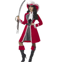 Smiffy's Women's Deluxe Authentic Lady Captain Costume, Dress, Jacket, Neck Tie - costume captain fancy dress deluxe pirate authentic lady womens