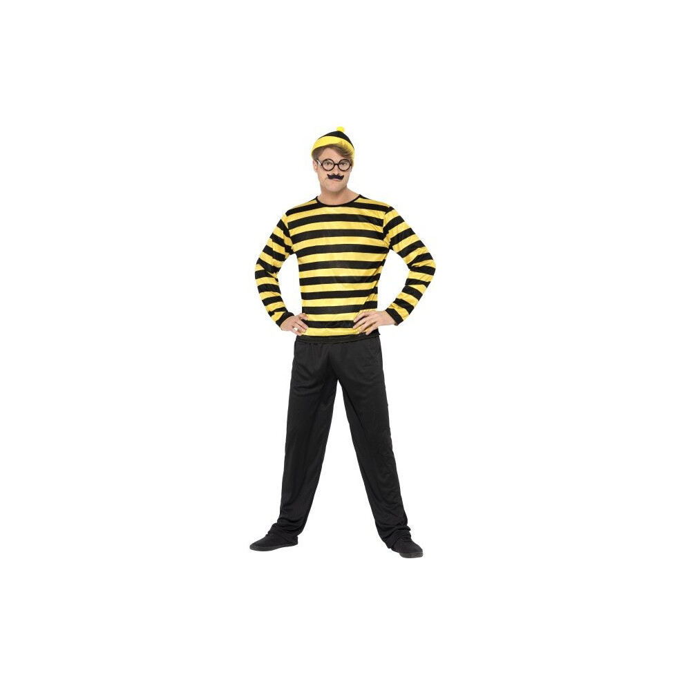 Medium Men's Where's Wally Odlaw Costume -  wheres wally costume odlaw fancy dress mens book outfit adult week smiffys black yellow