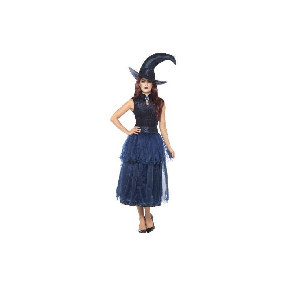 Smiffy's 45112s Deluxe Midnight Witch Costume (small) -  witch halloween dress deluxe midnight blue ladies fancy costume adult womens outfit hat