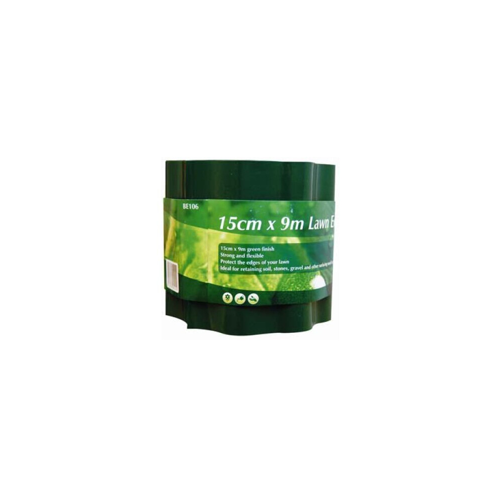 15Cm X 9M Lawn Edging - X Green Lawn Path Edge Border Blade 9M 15Cm 12Cm 6M Multi Buy Discounts Edging Flexible Plastic Garden Grass 5017403045250