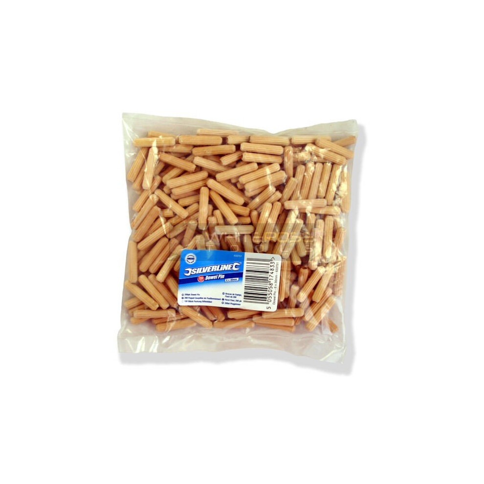 Silverline Dowel Pins 200pk 6 x 30mm -  dowel pins x 6 30mm silverline 200pk fluted 633751 wooden plugs furniture hardwood grooved joinery
