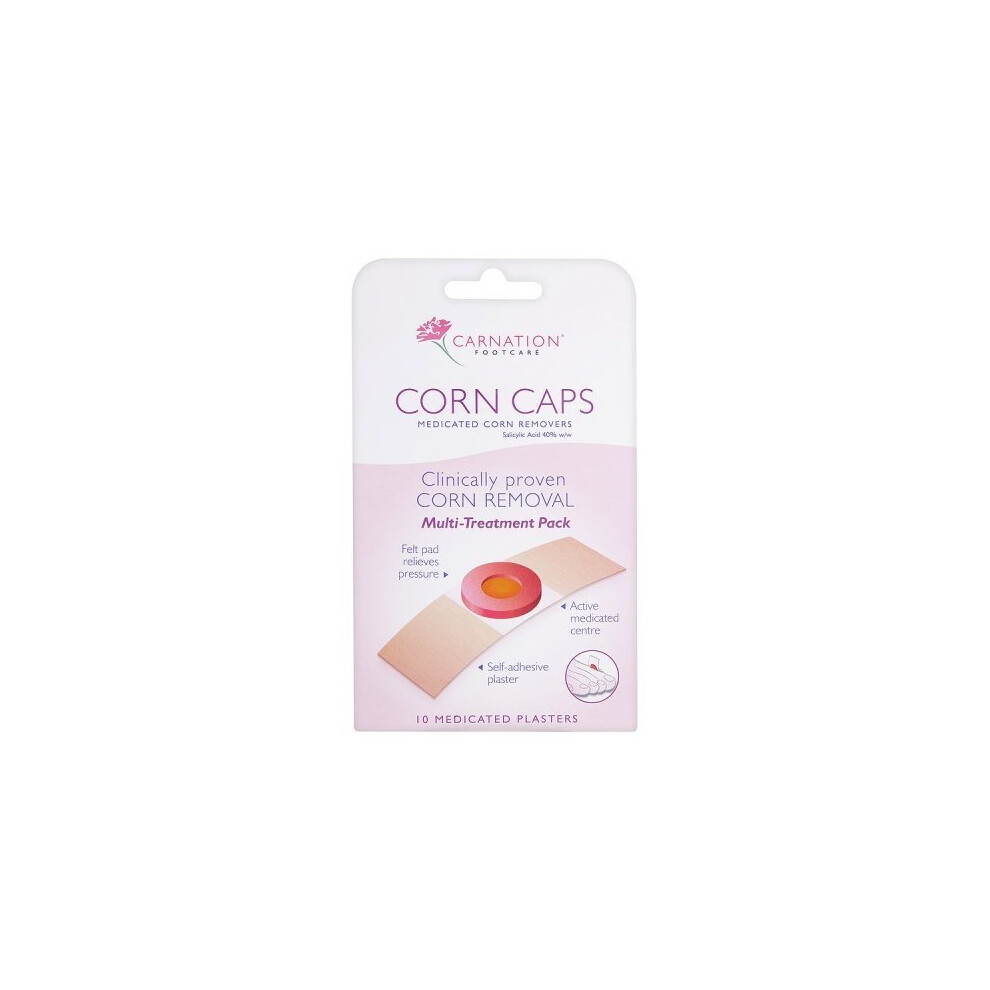 Carnation Footcare Carnation Corn Removal Caps - Carnation Corn Caps Pack 10 Plasters Medicated
