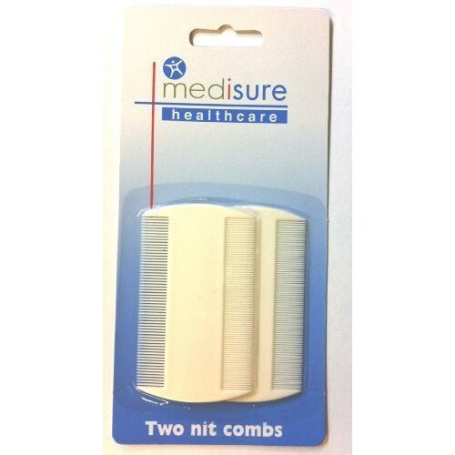 Medisure Nit Comb White 2 Pack -  nit pack combs medisure head 2 lice sided double twin fine toothed
