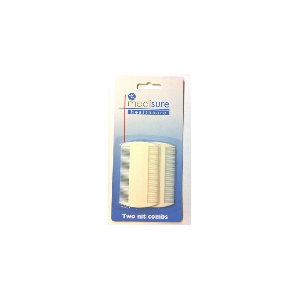 Medisure Nit Comb 2 Pack - Nit Pack Combs Medisure Head 2 Lice Sided Double Twin Fine Toothed White