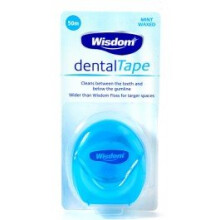 Wisdom Dental Mint Waxed Tape - wisdom tape 50m dental mint waxed cleans between teeth below gumline
