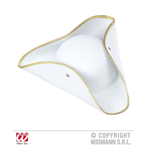 Adult's White Tricorn Felt Hat -  white pirate tricorn felt hats caps headwear fancy dress costumes acces guard dancer tricorne chapeau de bride