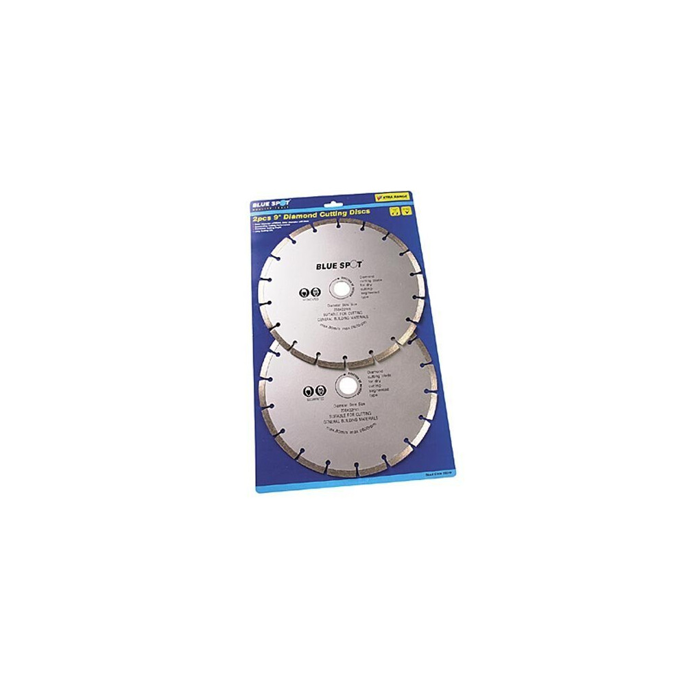 Blue Spot 19549 2 Piece 9 Inch Diamond Cutting Disc Set - Diamond Cutting 2 Disc 9 Inch Blue Spot 19549 Piece Set X 230Mm Angle Grinder 5028734195491