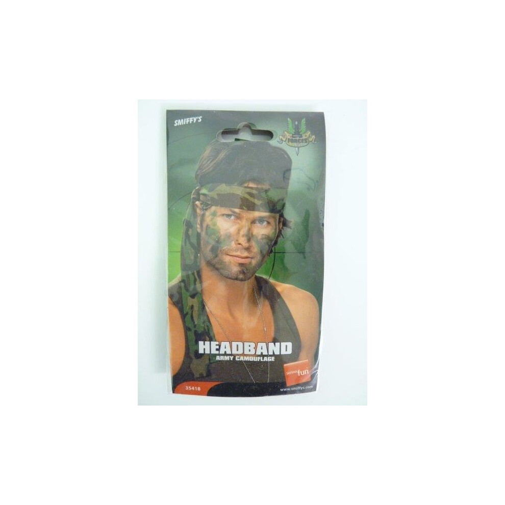 Smiffy's Army Headband, Camouflage, 150Cm X 4Cm - Army Headband Fancy Dress Camouflage Unisex Soldier Accessory Military