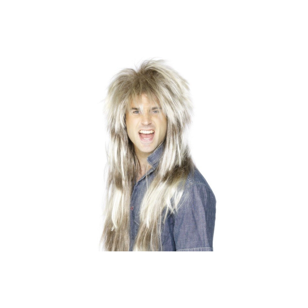 Smiffy's 80'S Mega Mullet Blonde Wig - Wig 80S Blonde Mullet Mega Fancy Dress Brown