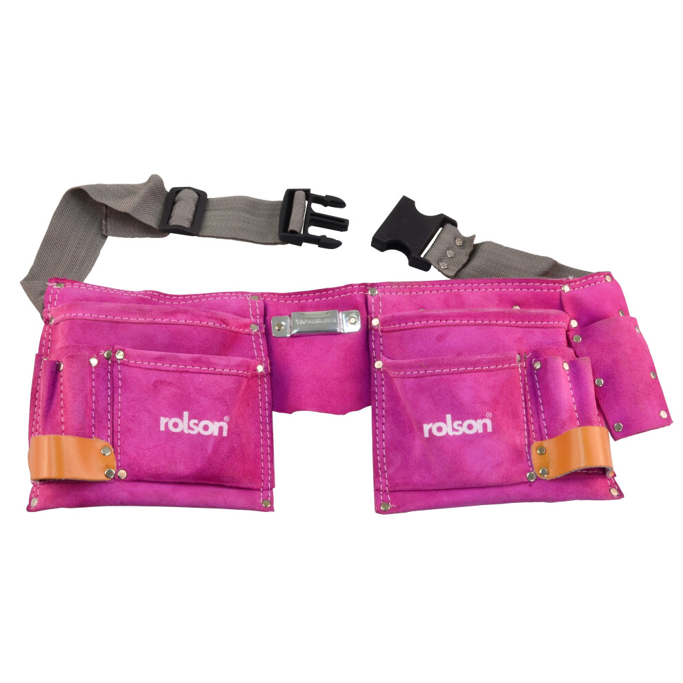 Pink Double Leather Tool Pouch -  tool double pink leather pouch belt ladies rolson 68630