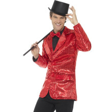 Smiffy's 46983l Red Men's Sequin Jacket - sequin jacket mens fancy dress adults costume red cabaret carnival circus coat jazz celebrity showtime