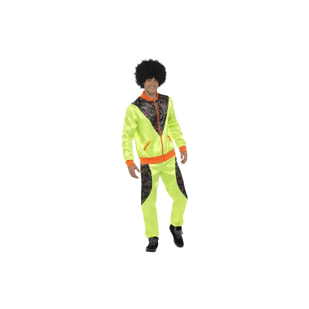 Smiffy's 43081L Retro Shell Suit Men's Costume (Large) - Mens Shell Suit Fancy Dress Costume Retro Scouser 80S Tracksuit Neon Adult 1980S Ladies Not,Specified