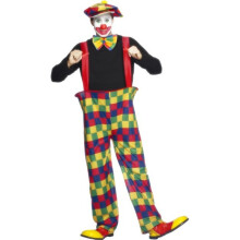 Smiffy's Hooped Clown Adult Costume - clown mens costume circus fancy dress outfit hooped adults party hat