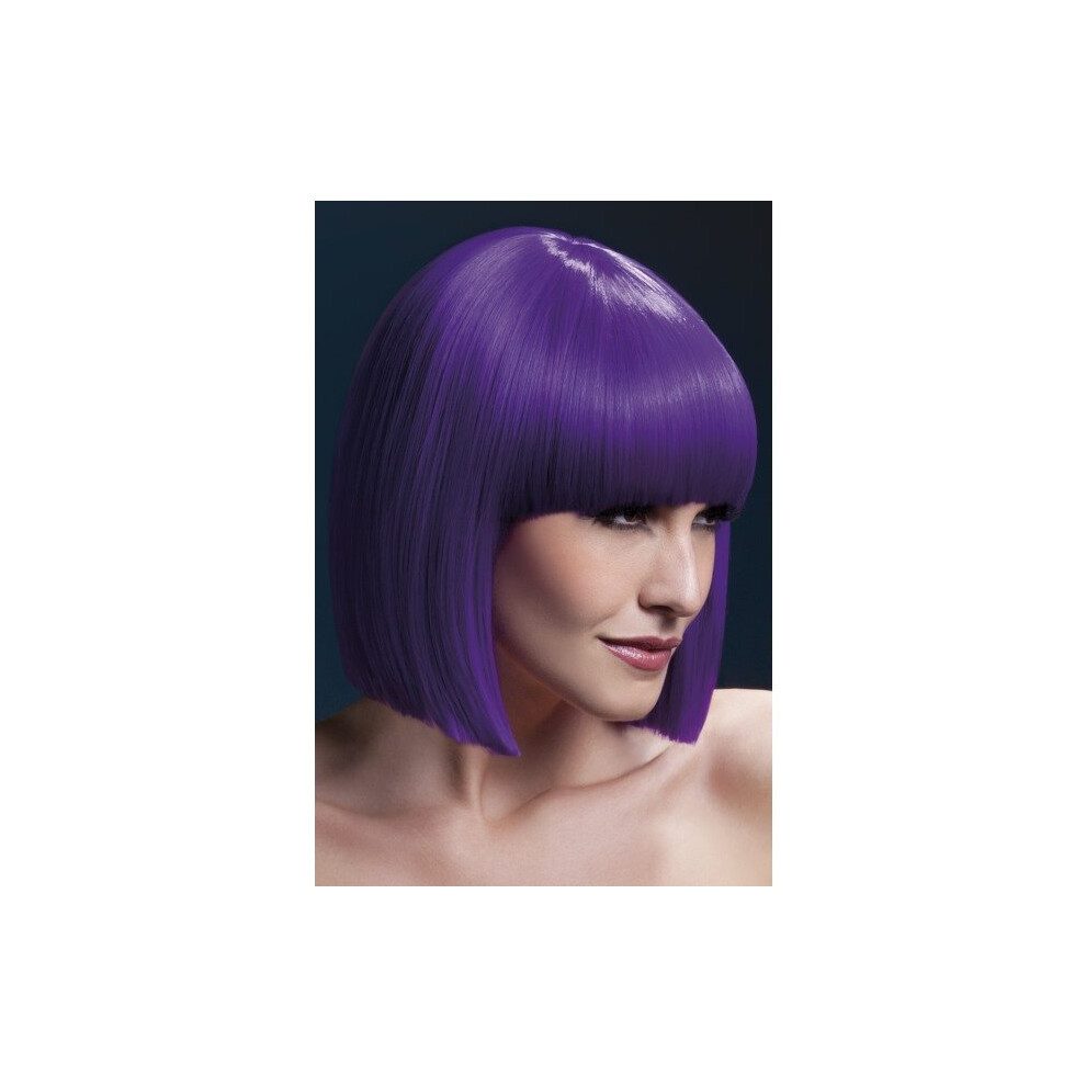Smiffy's Fever Women's Lola Wig, One Size, - Wig Fever Lola 12 Fancy Dress Fringe Blunt Cut Purple