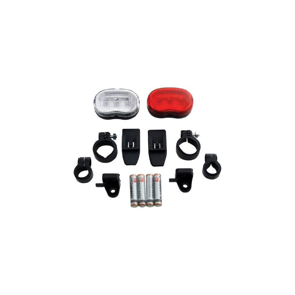 2pc Bicycle Flash Light Set -  bicycle light set bike 2 piece flash batteries amtech flashlight 2pc brackets cycling lighting s1825 led front rear